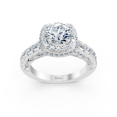 Birgie Sirius Weissgold Halo Diamant Verlobungsring mit Rundschliff