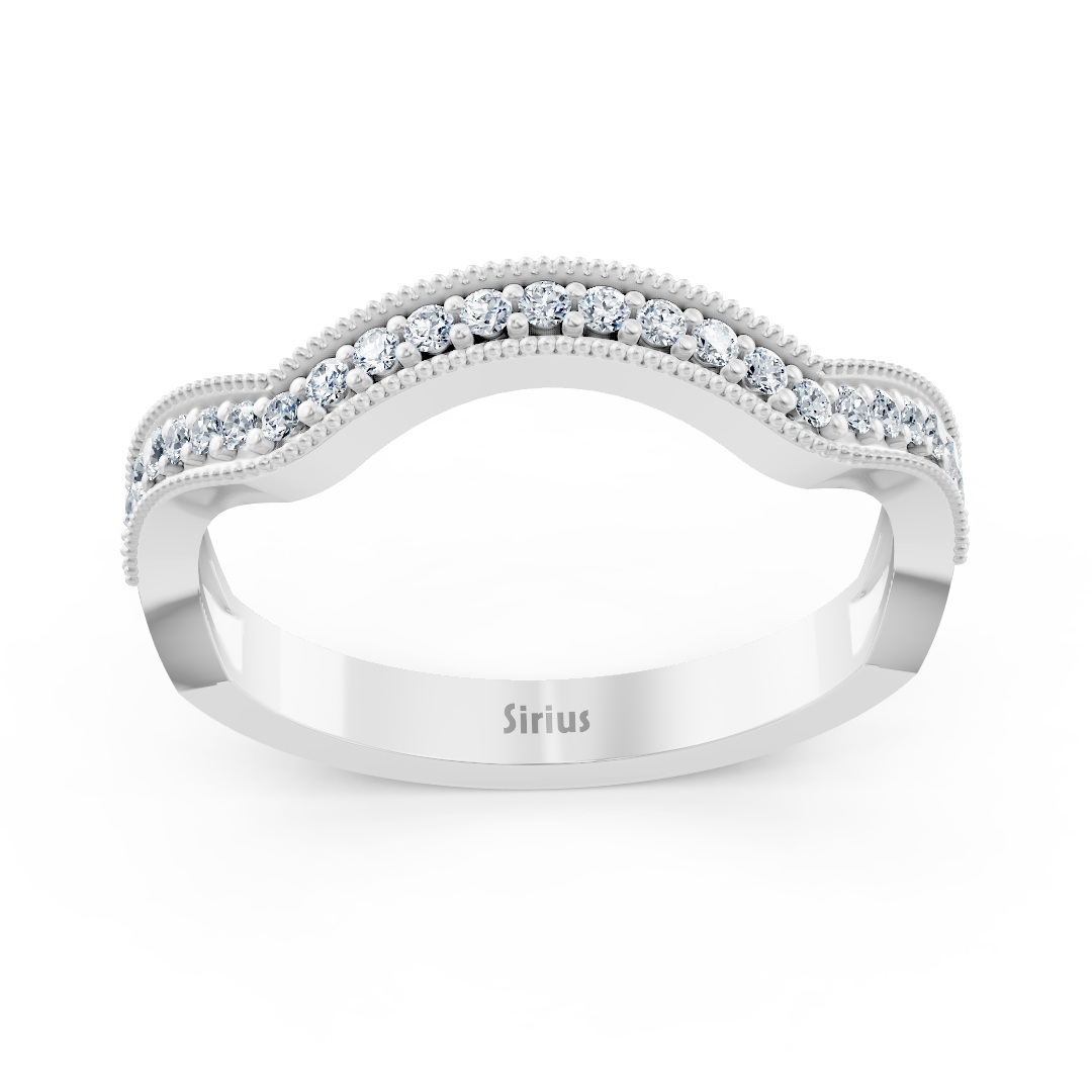 0.19 Karat Diamant Geschwungener Ehering in Weißgold