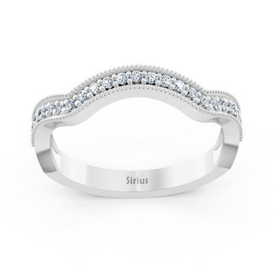 0.19 Karat Diamant Geschwungener Ehering in Weißgold