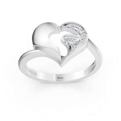 Elegant Vernive Everling heart ring in white gold with pavé diamonds