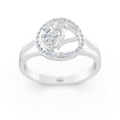 Delicate heart-shaped diamond ring in white gold with pavé accents