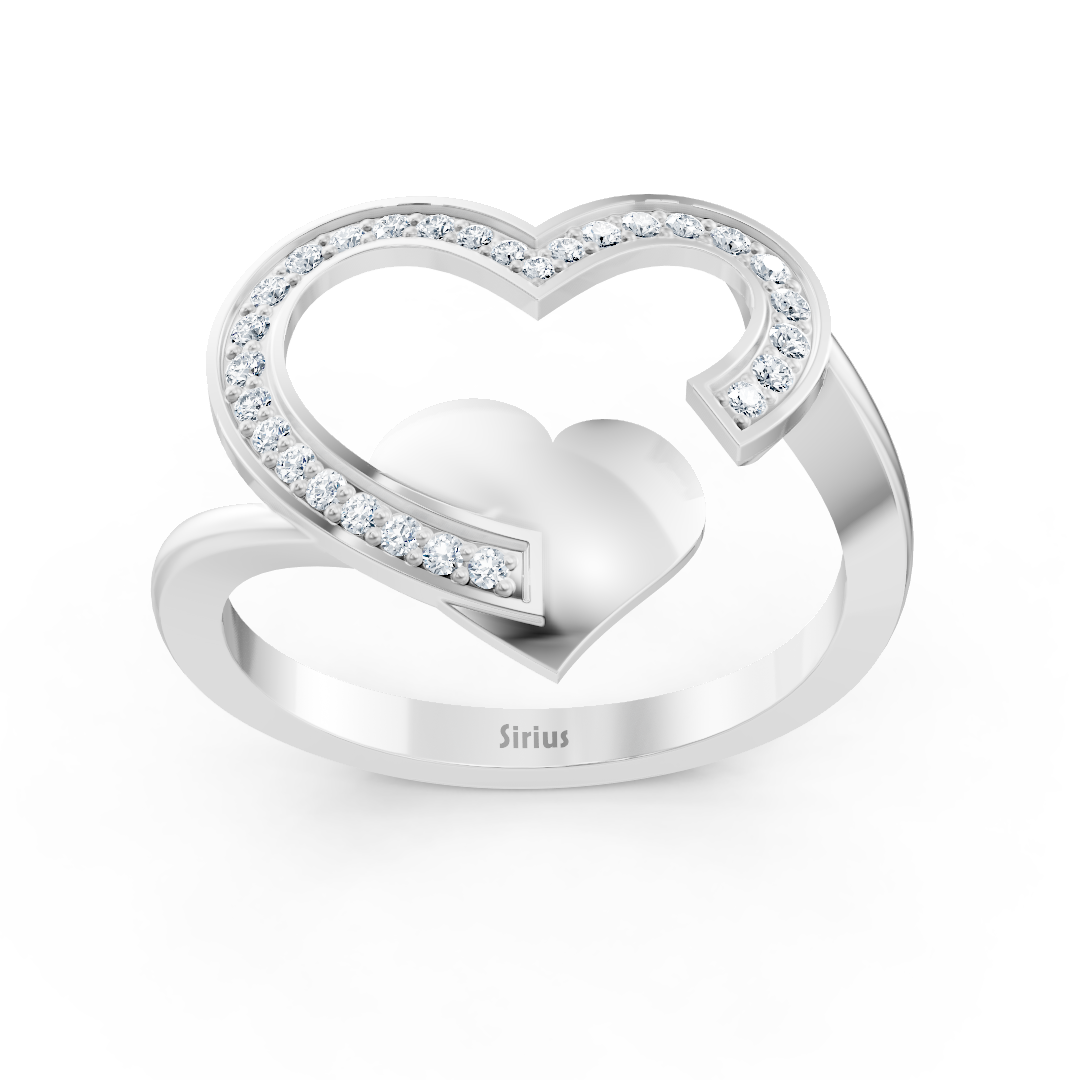 Liebevoller Herz Diamantring in Weissgold mit Pavé-Fassung