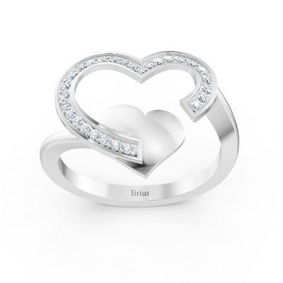 Liebevoller Herz Diamantring in Weissgold mit Pavé-Fassung