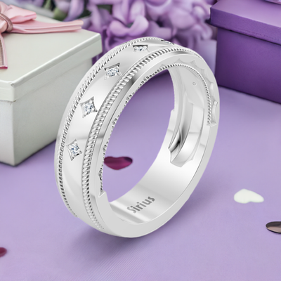 0.05 Karat Diamant Herren Ehering in Weißgold